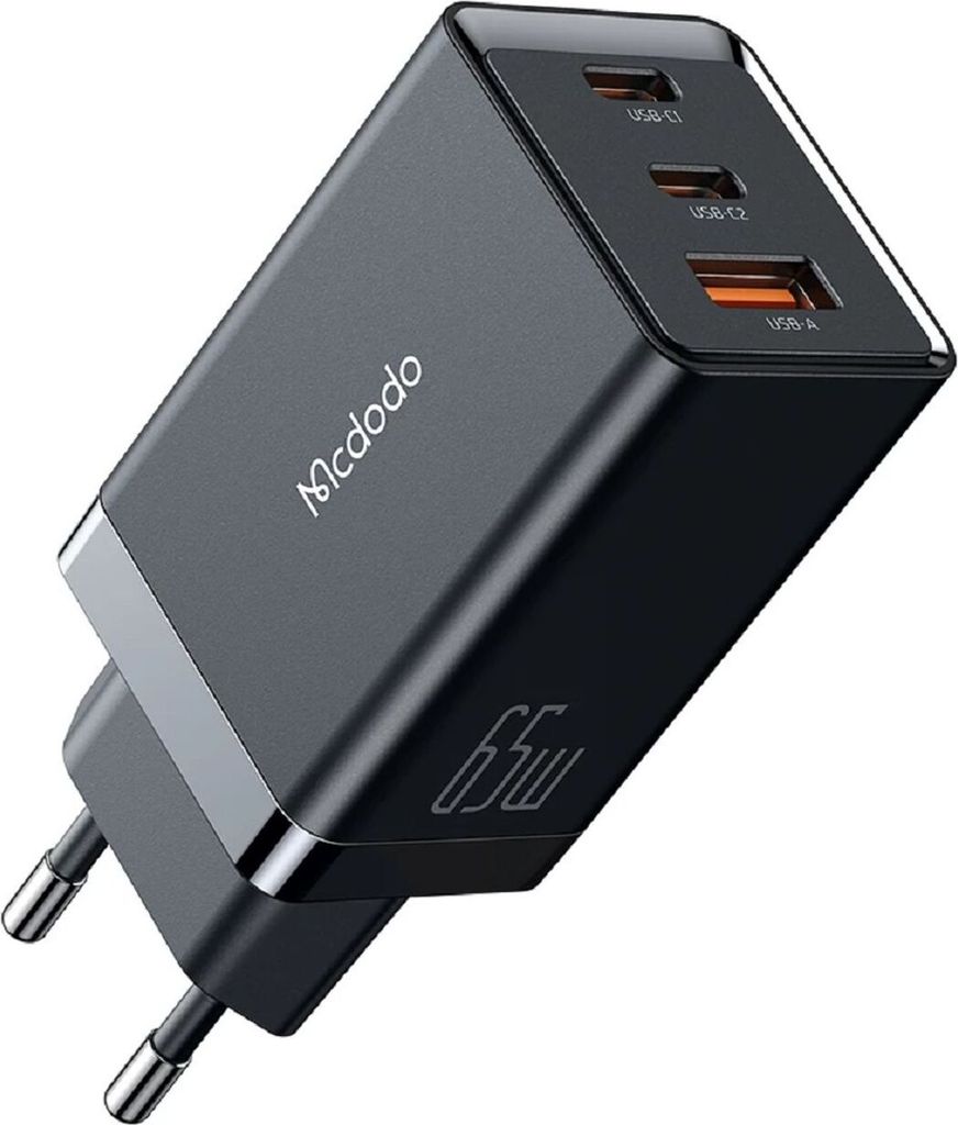 Mcdodo CH-1540 65W Gan 5 Pro 2x Type-C ,1x USB Eingang Ladeadapter Wandladegerät Schnellladegerät Schwarz