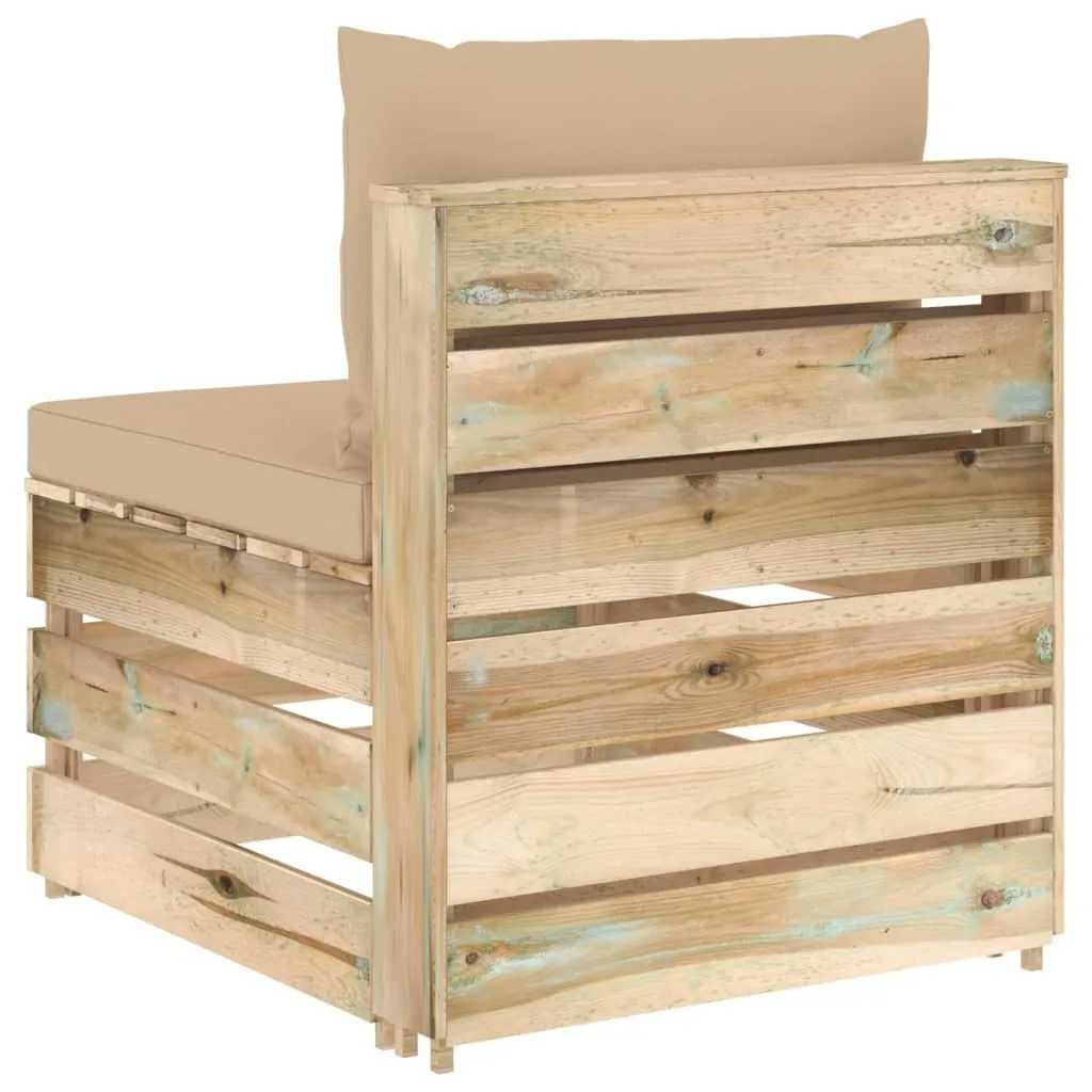 Offerta Divano Centrale Outdoor Legno Impregnato e Cuscini Soft - 3