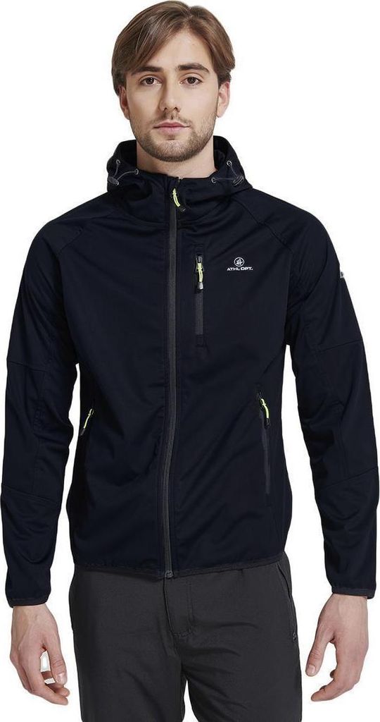 ATHL DPT. Agar Herren Softshelljacke/ Outdoorjacke mit Kapuze Schwarz Gr. S
