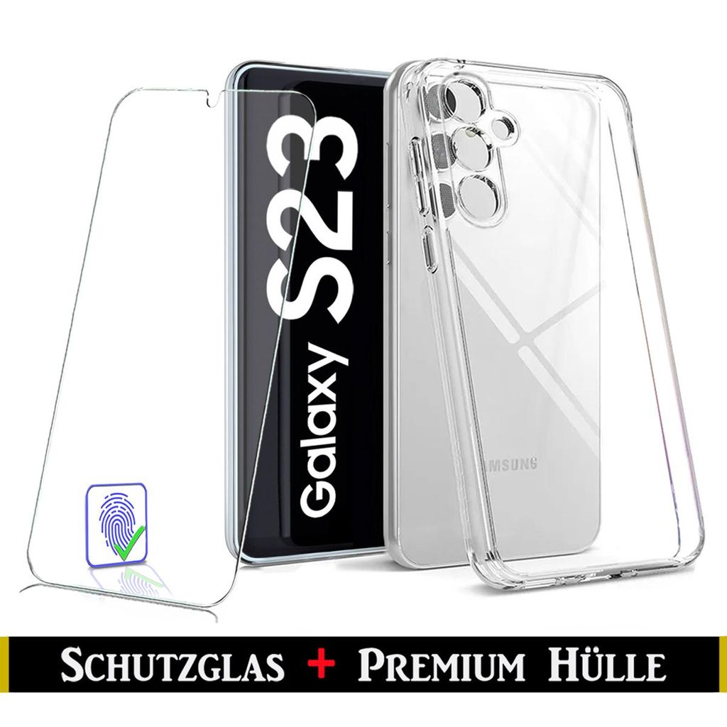 Für Samsung Galaxy S23 5G Silikon Transparent Kameraschutz Hülle + Panzerglas Echt Glas Display Schutzglas