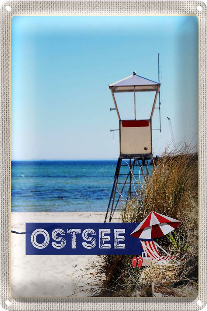 Blechschild Reise 20x30cm Ostsee Strand Deutschland Meer Urlaub