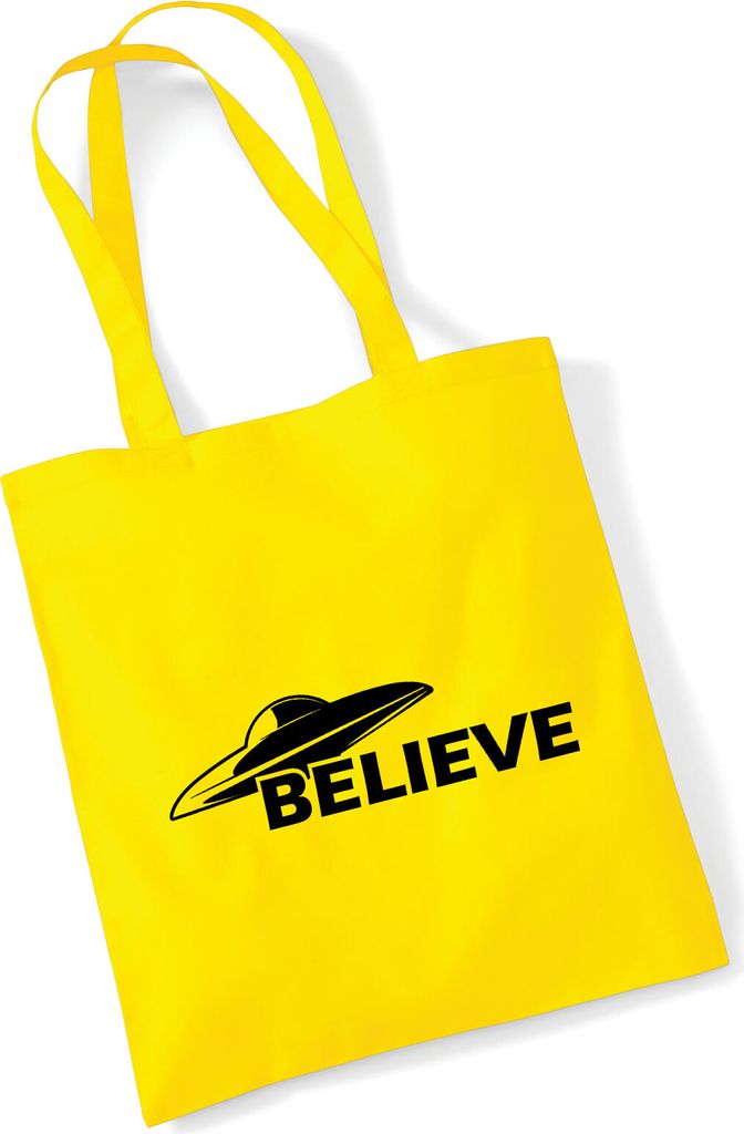 Huuraa Jutebeutel UFO Believe 10 Liter Yellow Baumwolle Tasche Geschenkidee