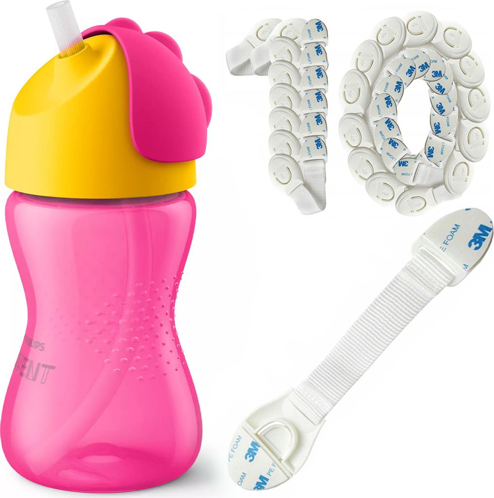 Philips Avent Trinkbecher SCF79802 12m rosa gelb Strohhalm Becher Set