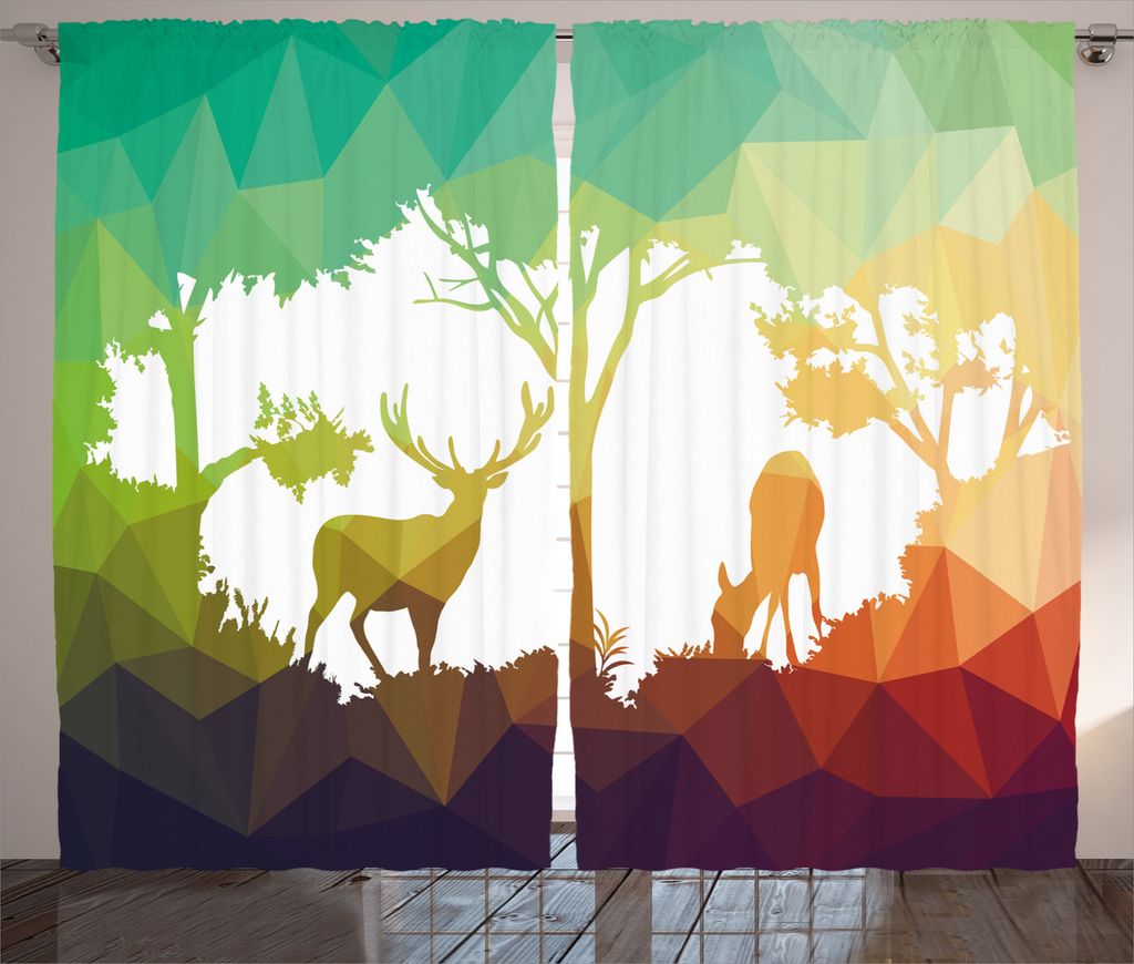 ABAKUHAUS Tierwelt Rustikaler Gardine, Wüste Hunter Grafik, Schlafzimmer Kräuselband Vorhang mit Schlaufen und Haken, 280 x 245 cm, Mehrfarbig