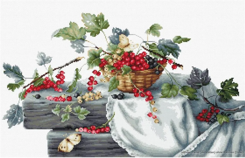 Set de Broderie Point de Croix Compté Motif Groseilles Luca-S Kit
