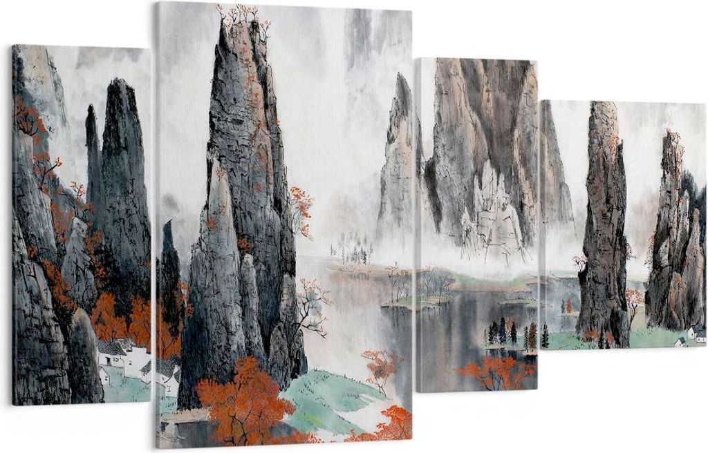 Bild auf Leinwand - Leinwandbild - Berge Märchen Nebel - Produktbild 