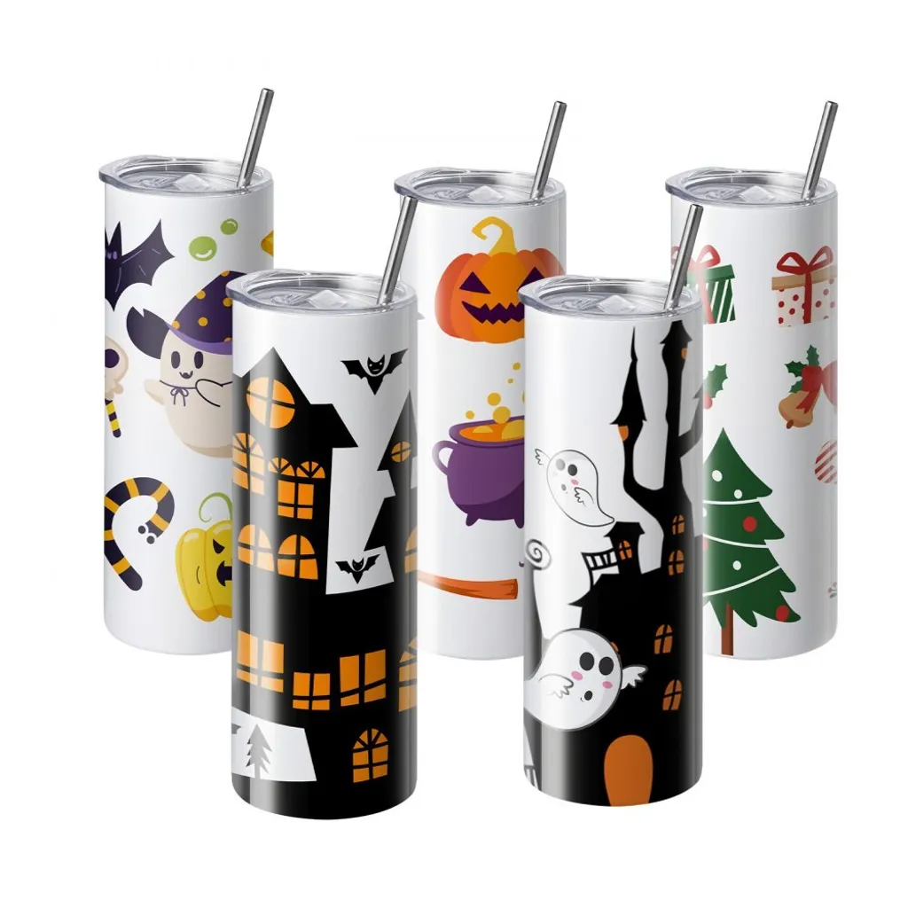 Pack de 16 gobelets à sublimation 20oz en acier inoxydable avec paille - 10