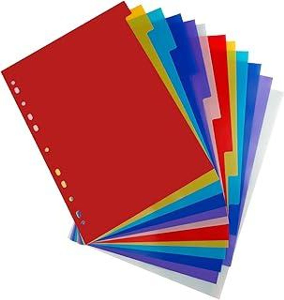 12 Teiliges Trennblätter für Ordner A4, 11 Löcher Ordner Trennblätter Ordner Register Trennstreifen Trennlaschen Bunt Ringbuchregister für Ord...