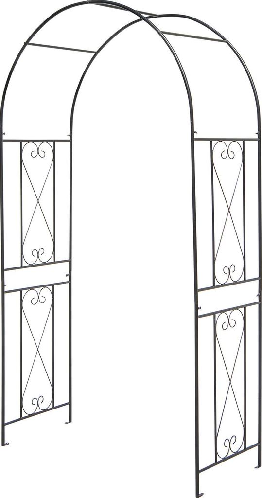 COSTWAY Rosenbogen Metall, Gartenbogen für Kletterpflanzen, Rosengitter mit 4 Bodenpfählen, Torbogen Rankhilfe Rankgitter Rankbogen 120x56x220cm