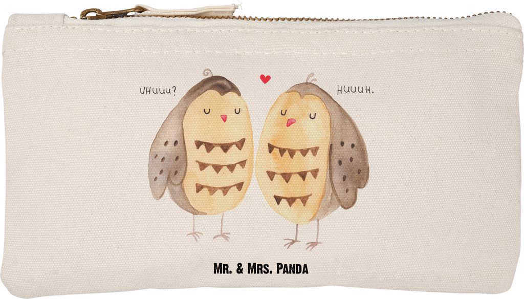 Mr. & Mrs. Panda Schlampermäppchen Eulen Liebe Größe S Klein - Weiß - Geschenk, Kulturbeutel, All You Need Is Love, Schminkbeutel, Etui, Eule, ...