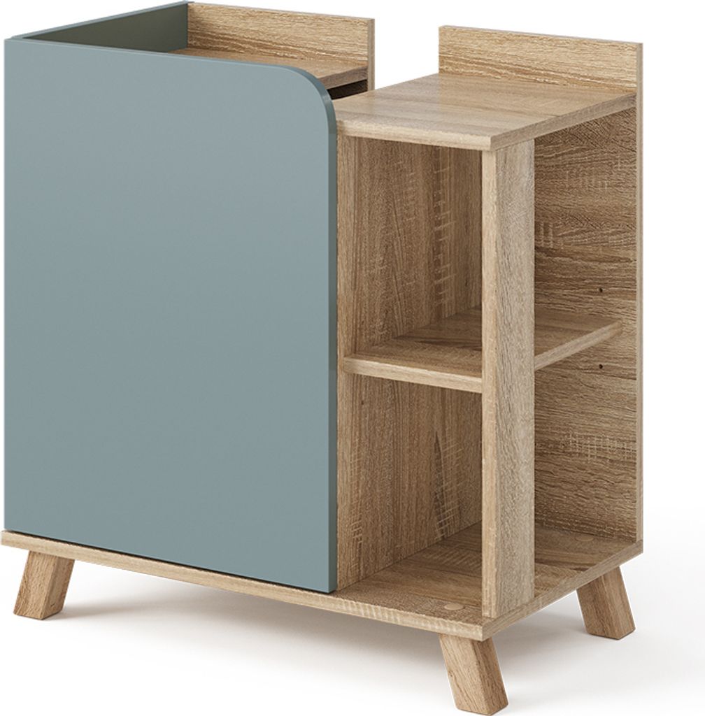 Waschbeckenunterschrank Vicco Karen Sonoma/Blau 60 x 65 cm Produktbild 