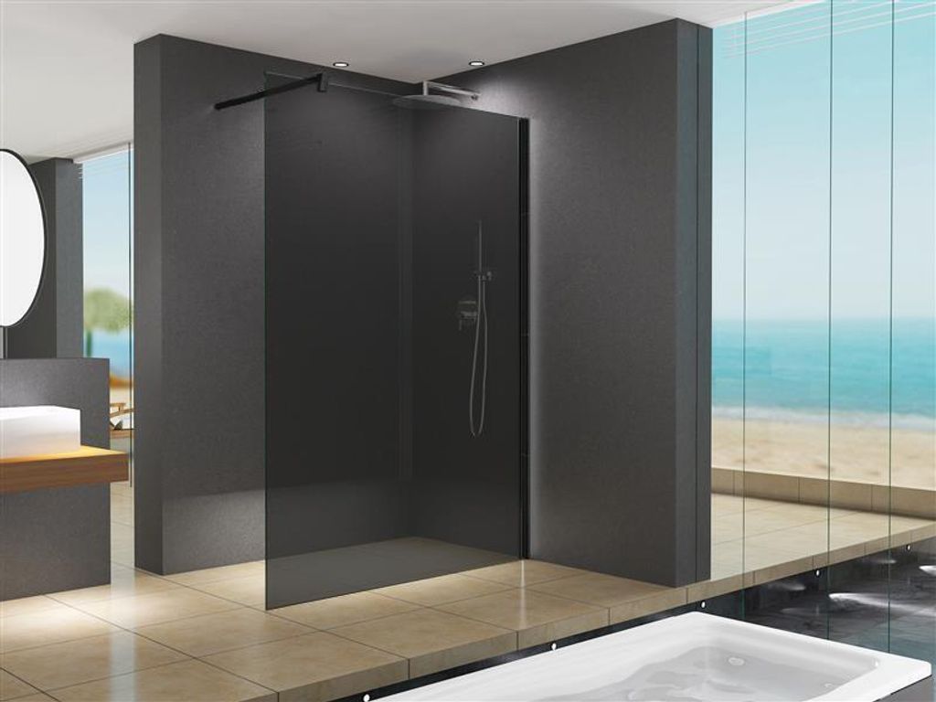 BuyLando LiLy 120x200 cm Walk in Duschwand Duschabtrennung Grauglas