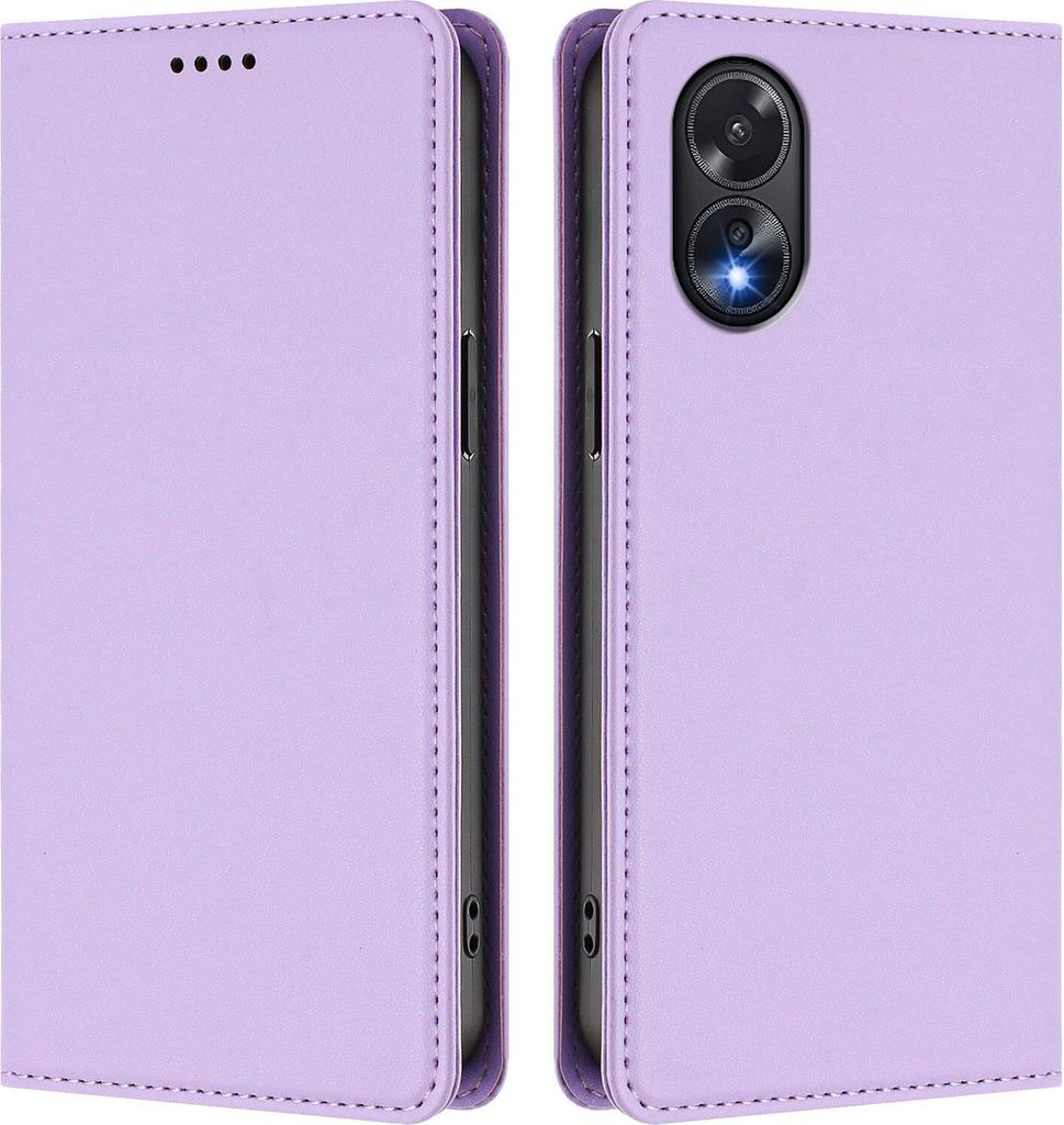 Handyhülle für Oppo A18 /Oppo A38, Kunstleder Klapphülle Stoßfeste Magnetische Hülle mit Ständer Violett