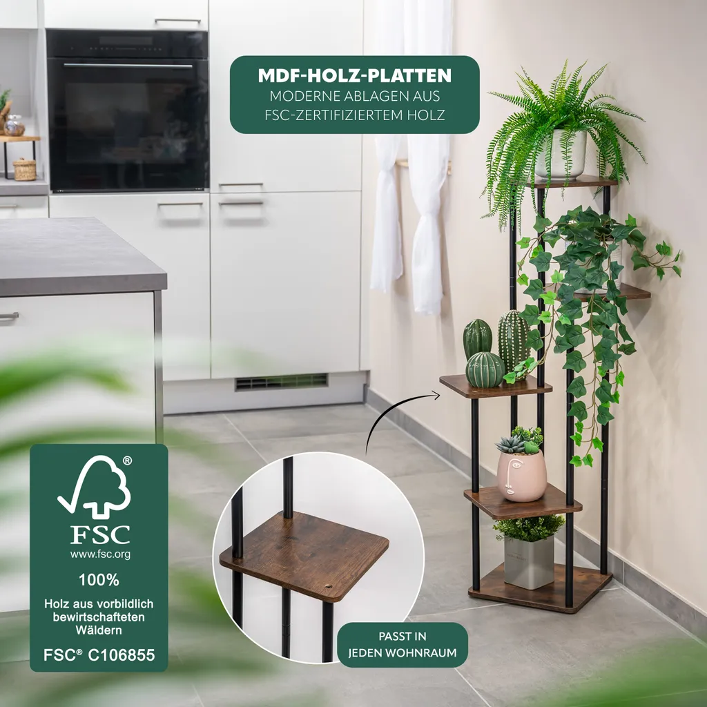 Support de Fleurs Vertical pour Optimiser l'Espace Intérieur avec 5 Pots - 3