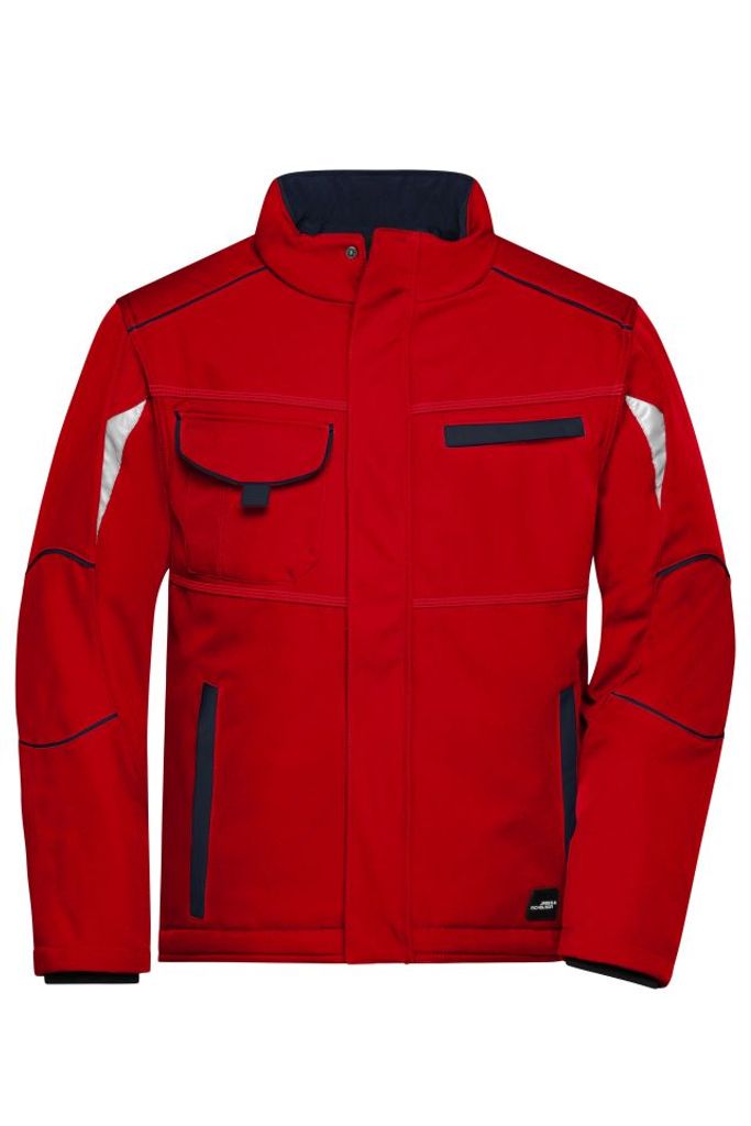 Workwear Softshell Padded Jacket - COLOR - red/navy, Gr. S
