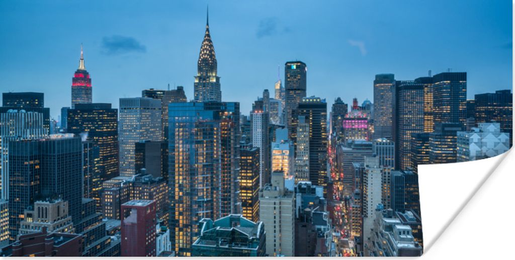 MuchoWow Poster New York - Skyline - Empire State Building 160x80 cm - Foto Poster