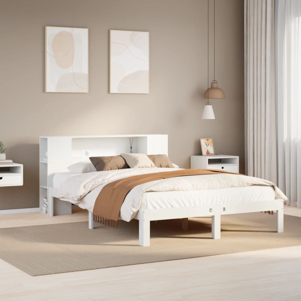 Maison Exclusive - Massivholzbett mit Regal ohne Matratze Weiß 140x200 cm Kiefer