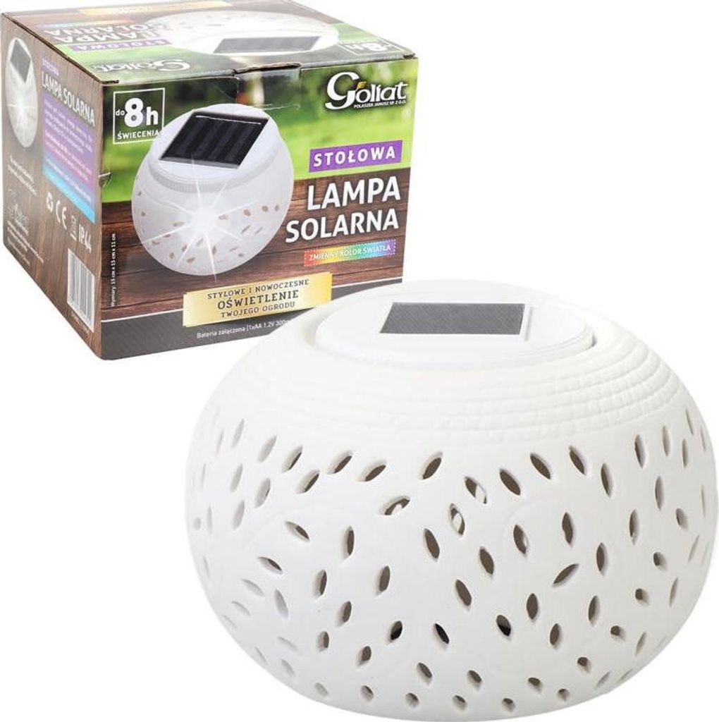 Biały Ceramiczny Świecznik z Solarną Lampą LED Zmieniającą Zdjęcie produktu 