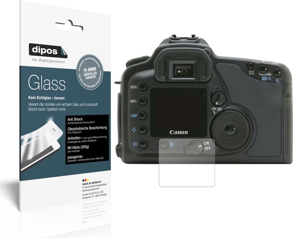 2x Schutzfolie für Canon Eos 10D matt - Anti-Shock 9H Folie dipos Glass Kunststoffglas