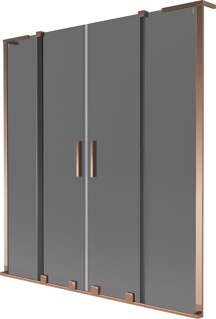 Mexen Velar L Duo 2-flügelige Schiebe-Duschabtrennung 140 x 150 cm, Graphit, Roségold - 896-140-003-42-60