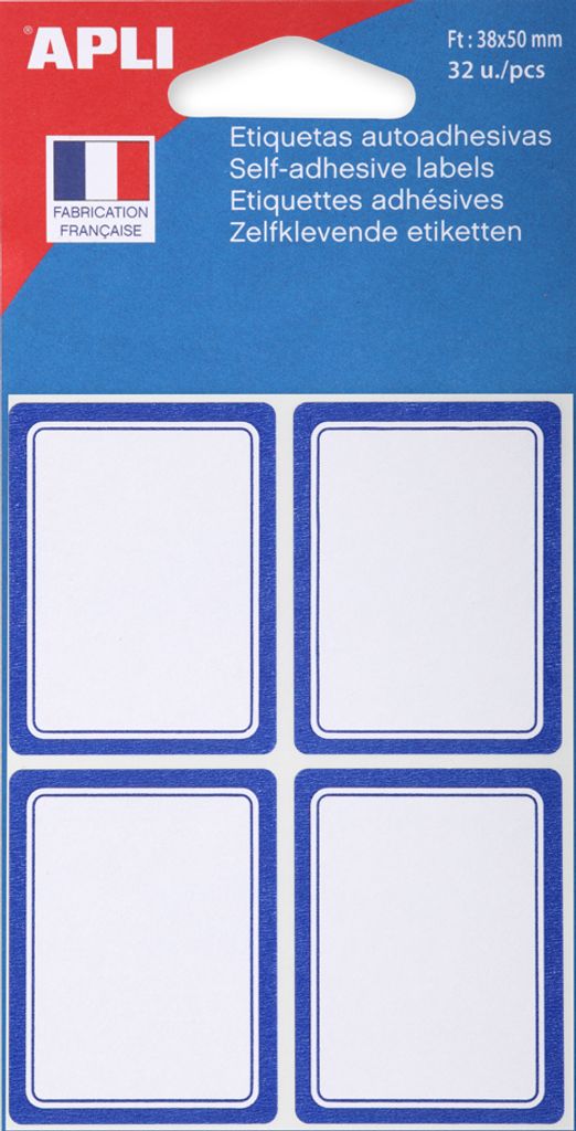 APLI Buchetiketten blau 38 x 50 mm blanko 32 Stück