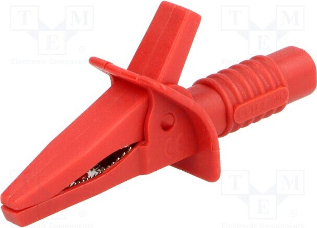 1x Krokodilklemme 10A rot max.25mm Anschlüsse: 4mm Buchse FCR7941 Krokodilklemmen