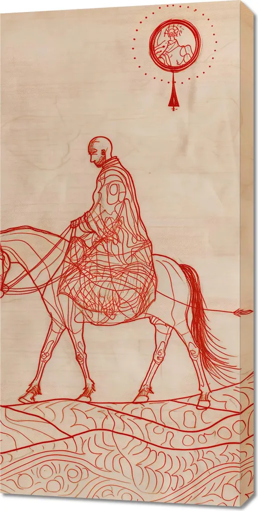 Décoration Murale Croquis Cavalier et Cheval 50 x 100 cm pour Salon