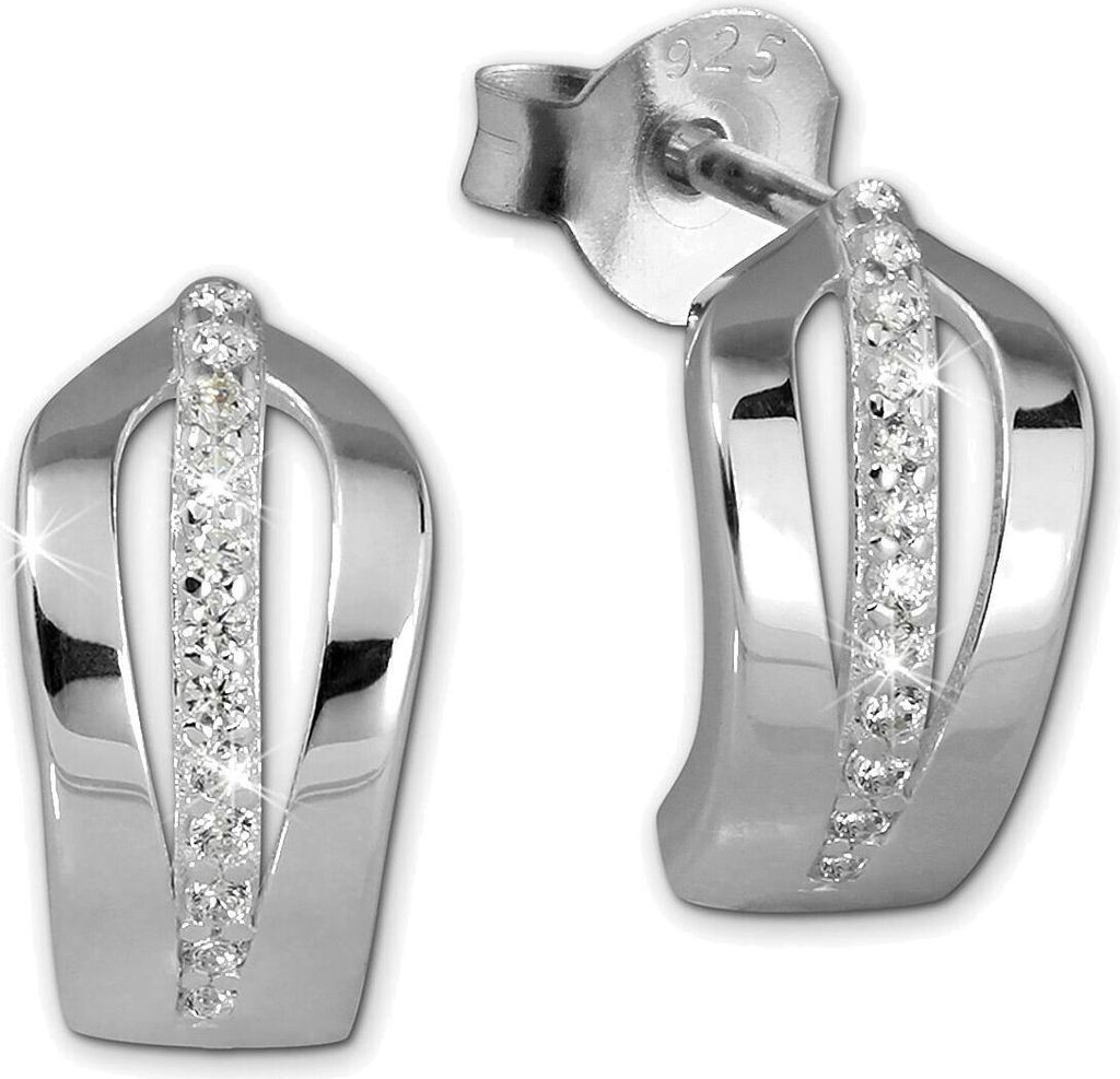 SilberDream Ohrstecker Silber Schmuck weiß 12 Zirkonias Damen Ohrringe SDO4273W