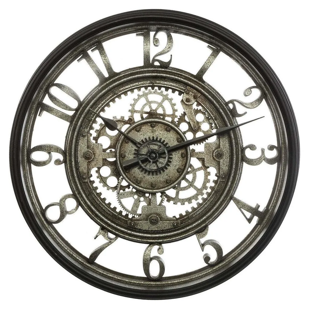 Horloge Murale Silencieuse et Lisible - Design Industriel Noir Ø51 cm