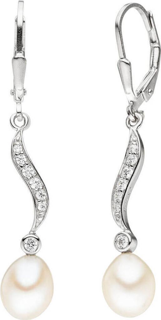 Ohrhänger Boutons Ohrschmuck rosa Perlen & Zirkonia 925 Silber Perlenohrringe