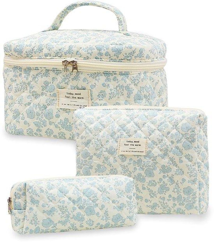 Vielfarbiges Kosmetik-Accessoire-Set aus gefälteltem Kunststoff, Schminkkoffer für Frauen mit Blumenmustern, weiches Make-up-Set, Schminkkoffer u...