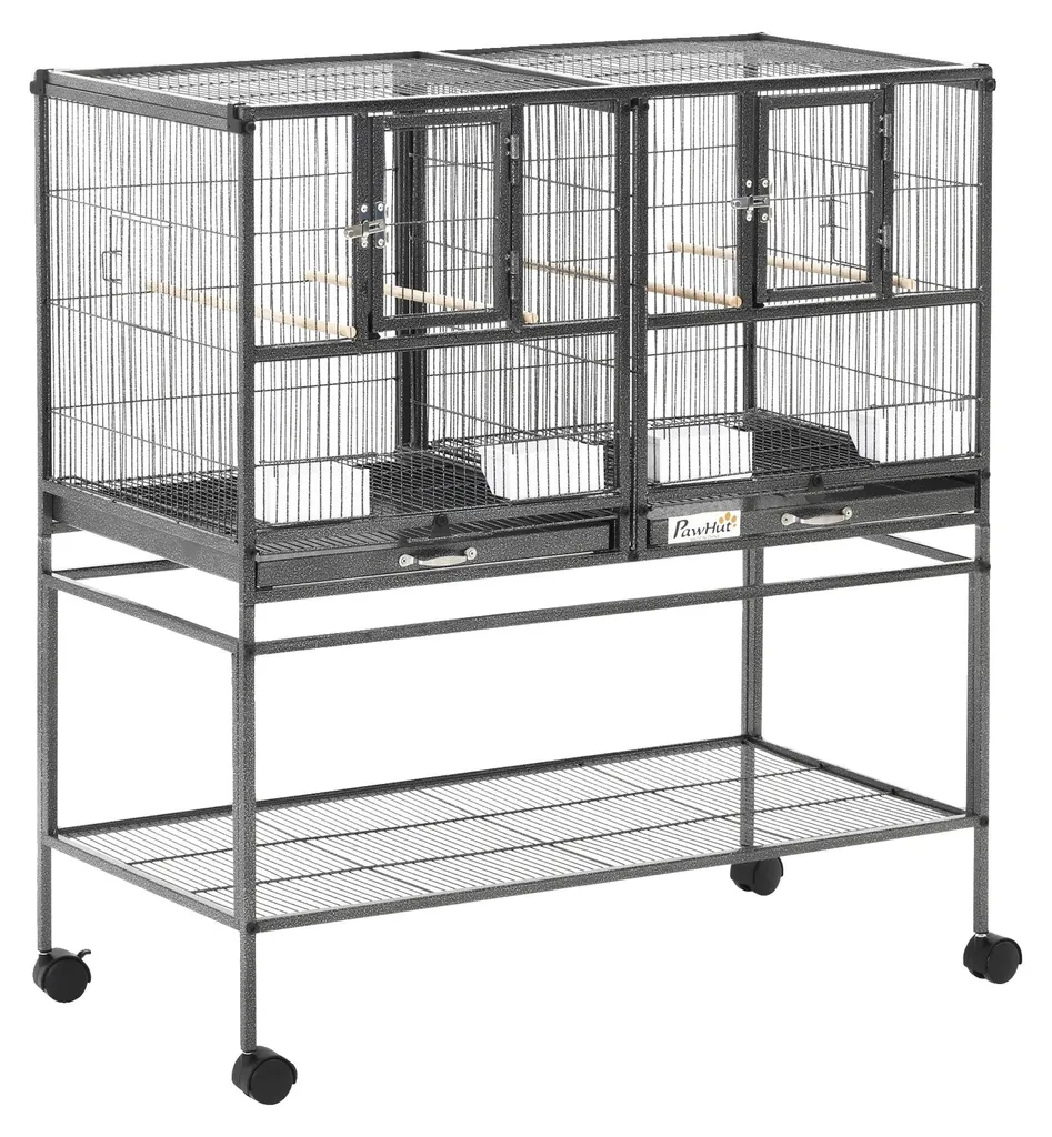 Cage oiseaux anti-corrosion inox 64 cm facile à nettoyer avec accessoires