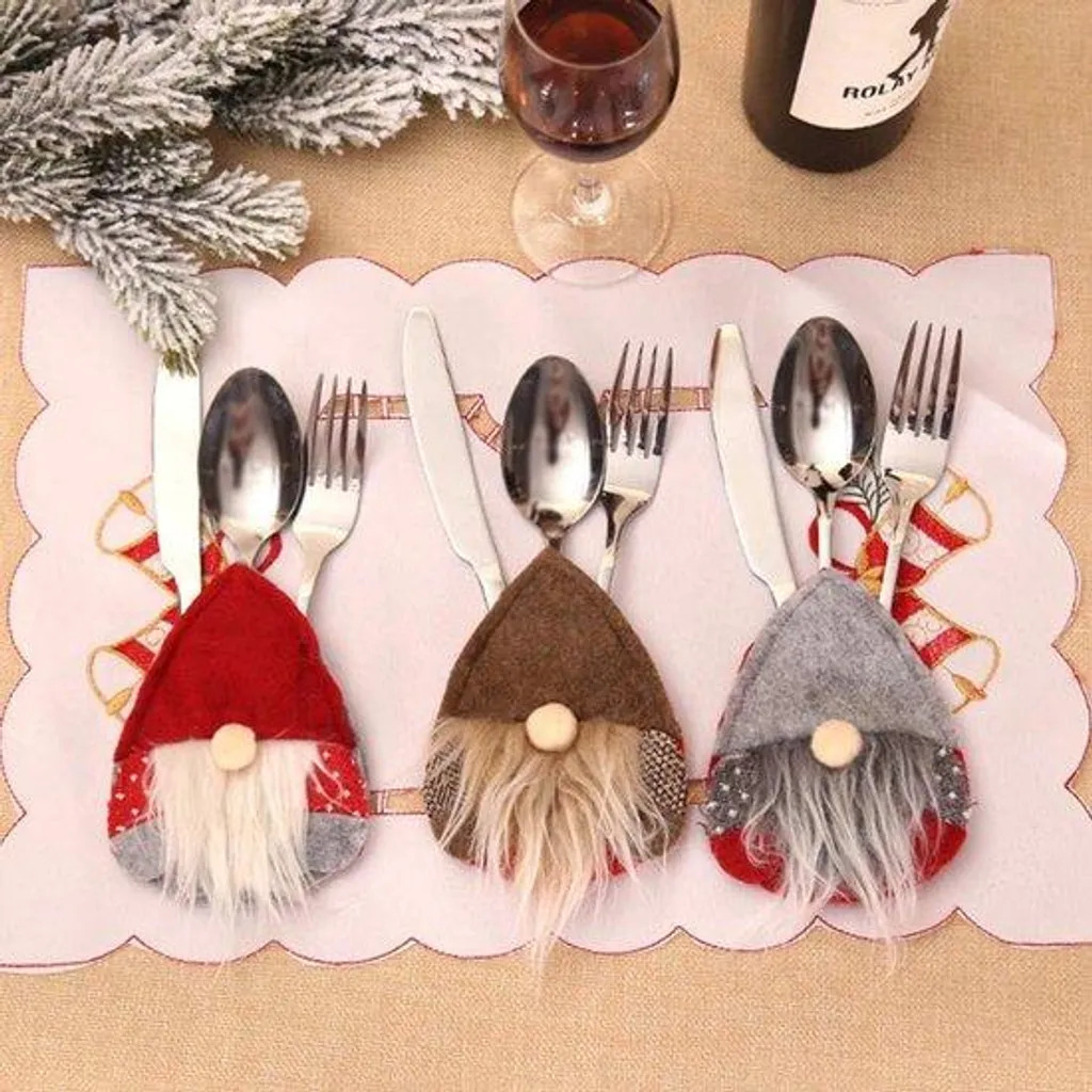 Ménagère de Noël 6 pièces en céramique blanche et motifs de fête rétro