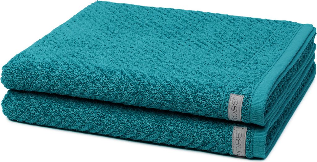 Ross Smart 2 X Duschtuch im Set Frottee gerippt 520 g/m² superweich, Hautfreundlich saugstark pflegeleicht, Gewebte Bordüre modernes Design