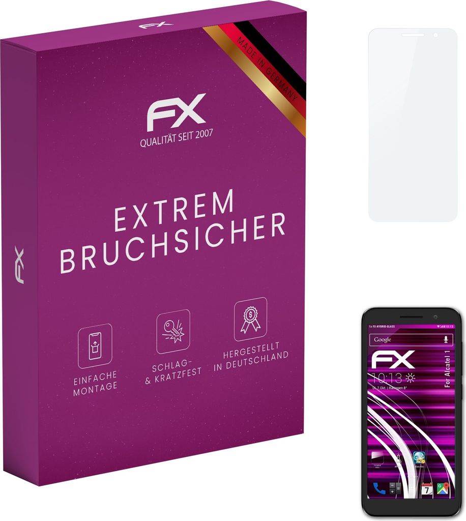 atFoliX FX-Hybrid-Glass Displayfolie kompatibel mit Alcatel 1 Glasfolie