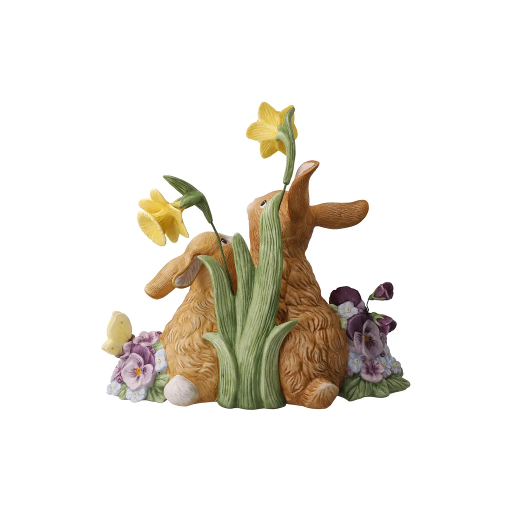 Statuette Couple de Lapins en Faïence Multicolore pour Décoration de Pâques - 4