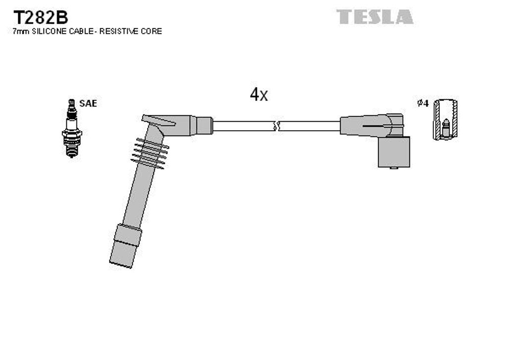 TESLA T282B Zündkabelsatz Zündleitungssatz für OPEL Meriva A (X03) Astra G CC (T98) Zafira A (T98) Astra G Caravan (T98) Astra G Limousine (T98)
