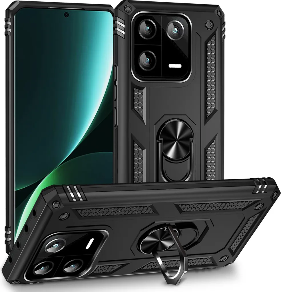 COMAKU Cover Custodia per Xiaomi 13 Pro, Case Armor PC+TPU Rugged Antiurto Cover con Cavalletto - Rosso