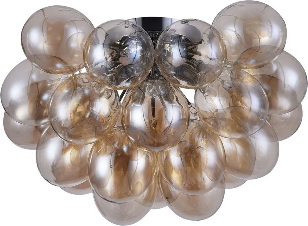 Luminaire de Plafond Moderne Ambre et Argent Ø 50 cm Casa Padrino Design