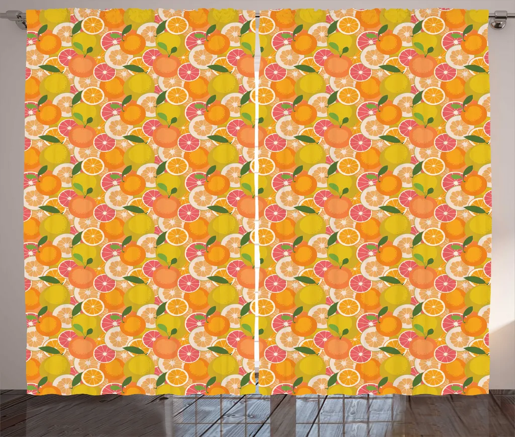 Rideau imprimé agrumes frais et savoureux style rustique de 280x225 cm
