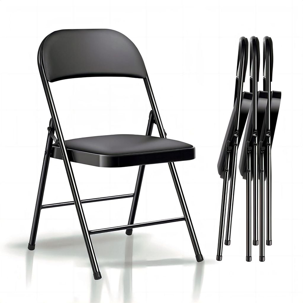 Klappstühle 4er Set mit gepolsterten Sitzen, bis 204KG, Produktbild 