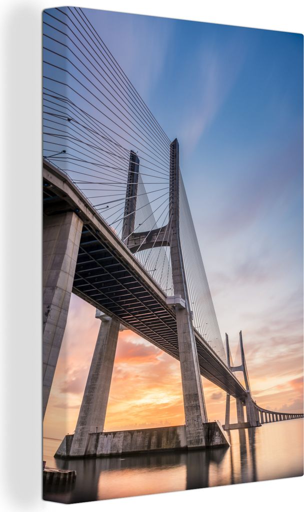OneMillionCanvasses - Leinwandbilder - 90x140 cm, Brücke - Lissabon - Portugal, Wandbilder Kunstdruck Wanddekoration - Foto auf Leinwand - Gemä...