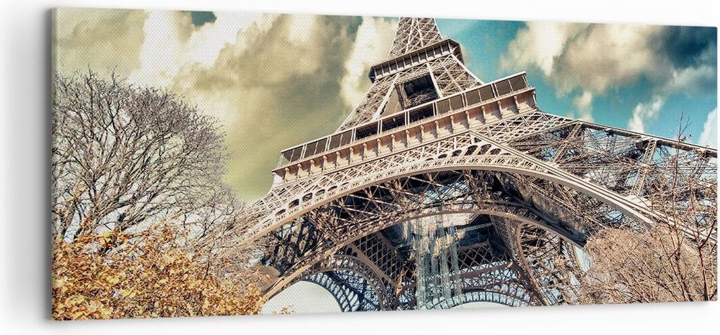 Bild auf Leinwand - Leinwandbild - Eiffel technik europa frankreich - 100x40cm - Wand Bild - Wanddeko - Leinwanddruck - Bilder - Kunstdruck - Leinw...