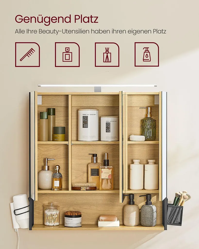 Meuble de Rangement Compact LED Rootz 70x70 cm Marron et Blanc Chic
