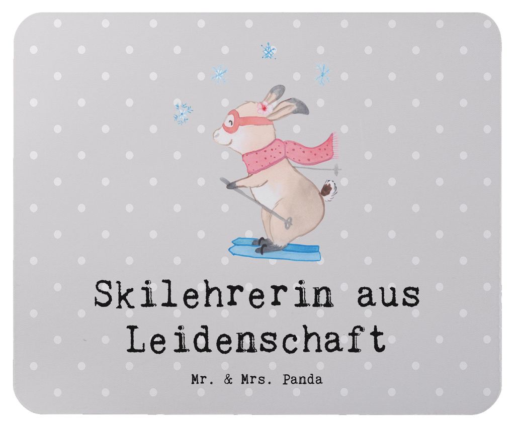 Mr. & Mrs. Panda Mauspad Skilehrerin Leidenschaft - Grau Pastell - Geschenk, Mousepad, computer, Mouse Pad, mousematte