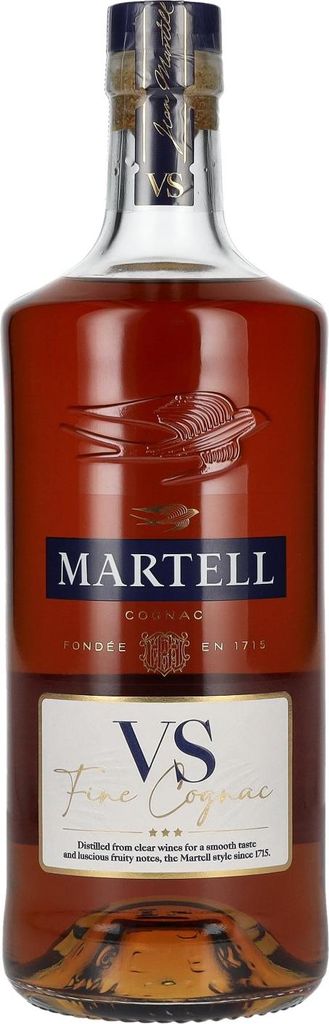 A bottle of Martell VS Fine Cognac.