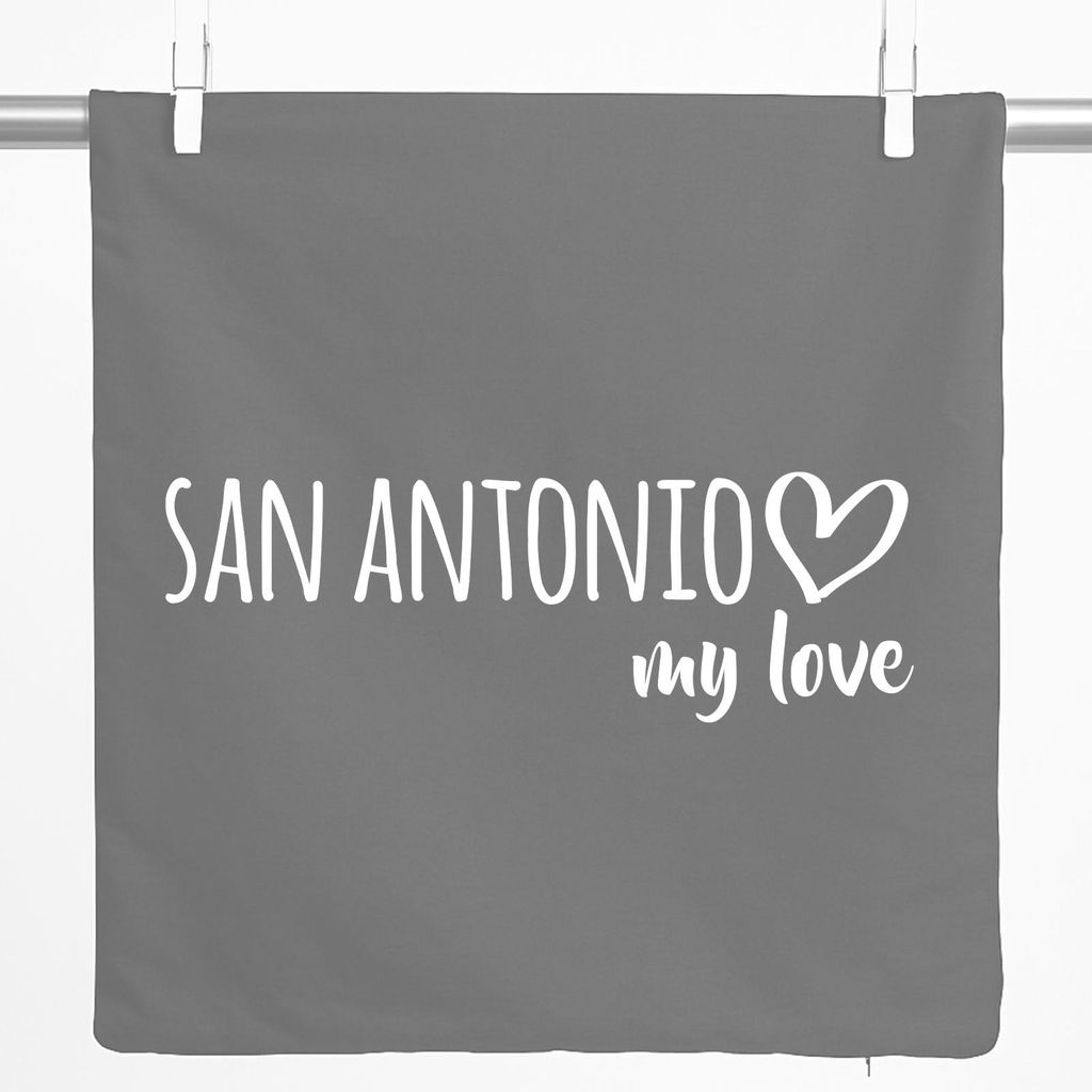Huuraa Kissenbezug San Antonio my love 40x40cm Steel Grey Baumwolle Dekokissenbezug Geschenkidee