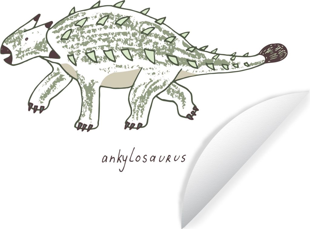 MuchoWow Runde Wandtattoo - Wandsticker Tapete Aufkleber Kinderzimmer - Ankylosaurus - Dinosaurier - Kind - Mädchen - Kinder Ø 100 cm Selbstkle...