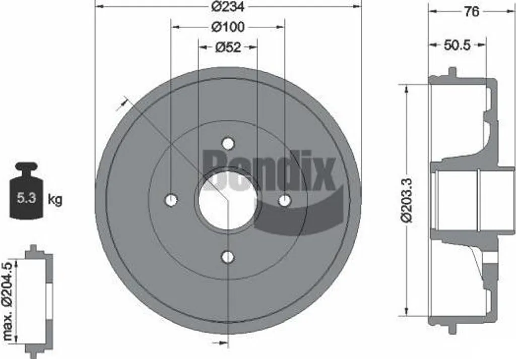 Tambour de frein anti-vibration Bendix BDM1071 pour Nissan Note Micra