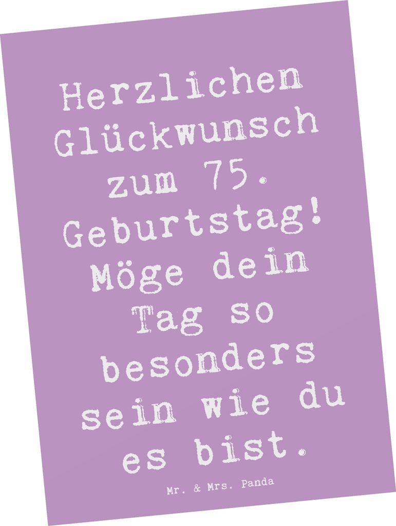 Mr. & Mrs. Panda Grußkarte Spruch 75. Geburtstag Produktbild 